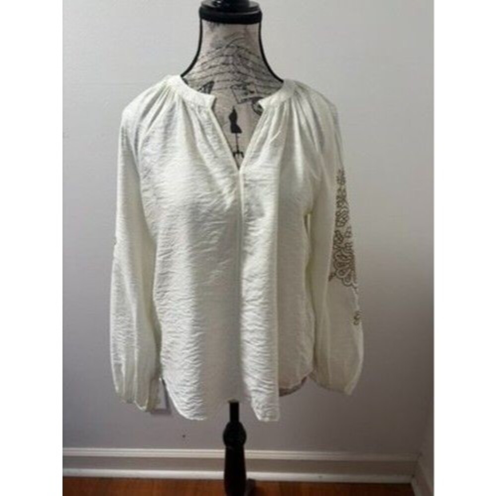 Simply Vera Wang Cottagecore Blouse S Ivory Textured Fabric Size S